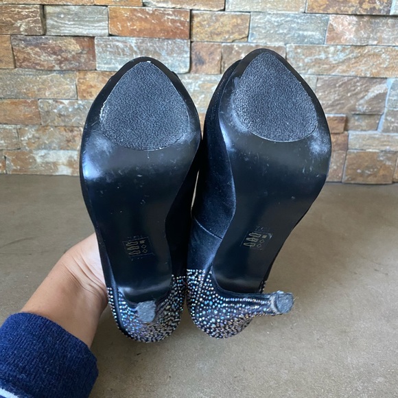 Steve Madden Black Peeptoe Playy-R Rhinestone Beaded Stiletto Heels - Picture 6 of 7